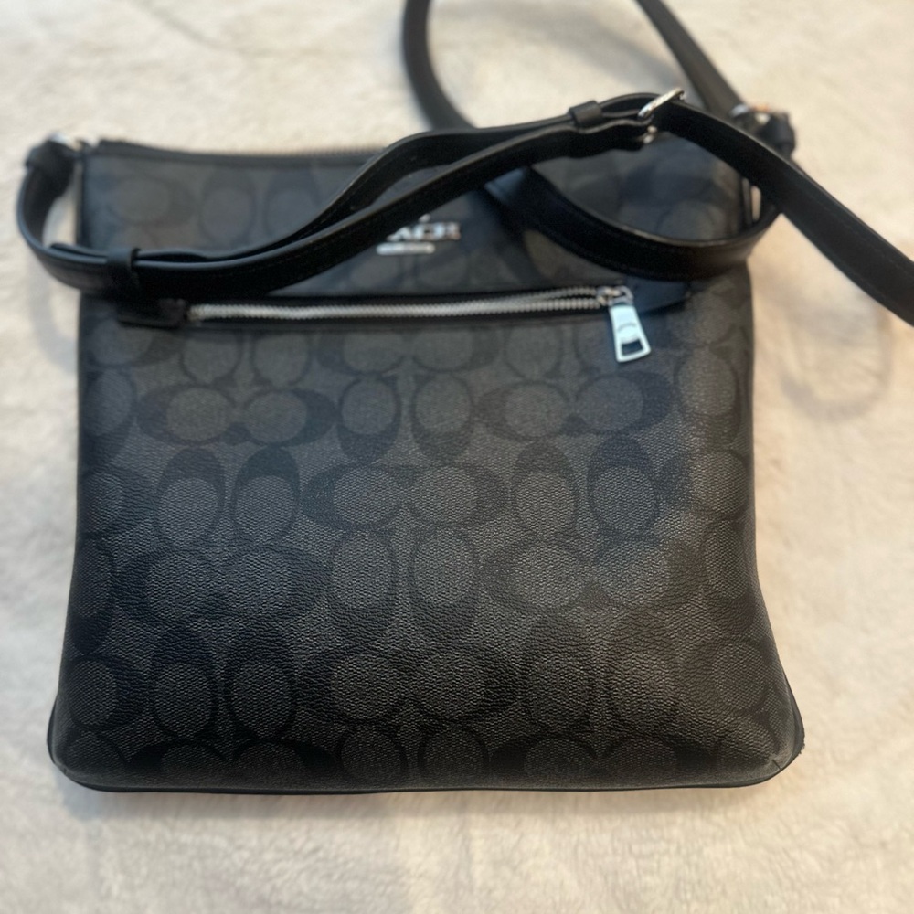 Coach Black Leather Bag with Silver Accents